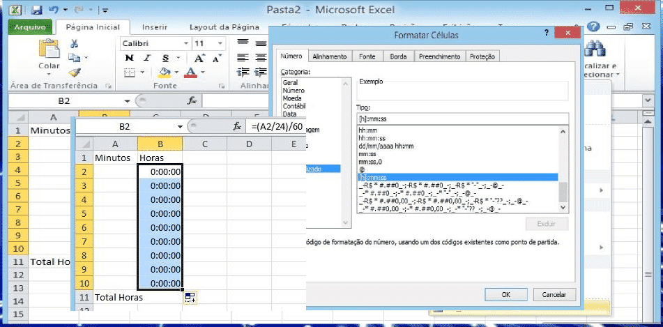 Conversão de Horas Excel - Converter Horas, Minutos, Segundos