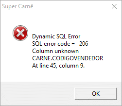 Dynamic SQL Error code 206