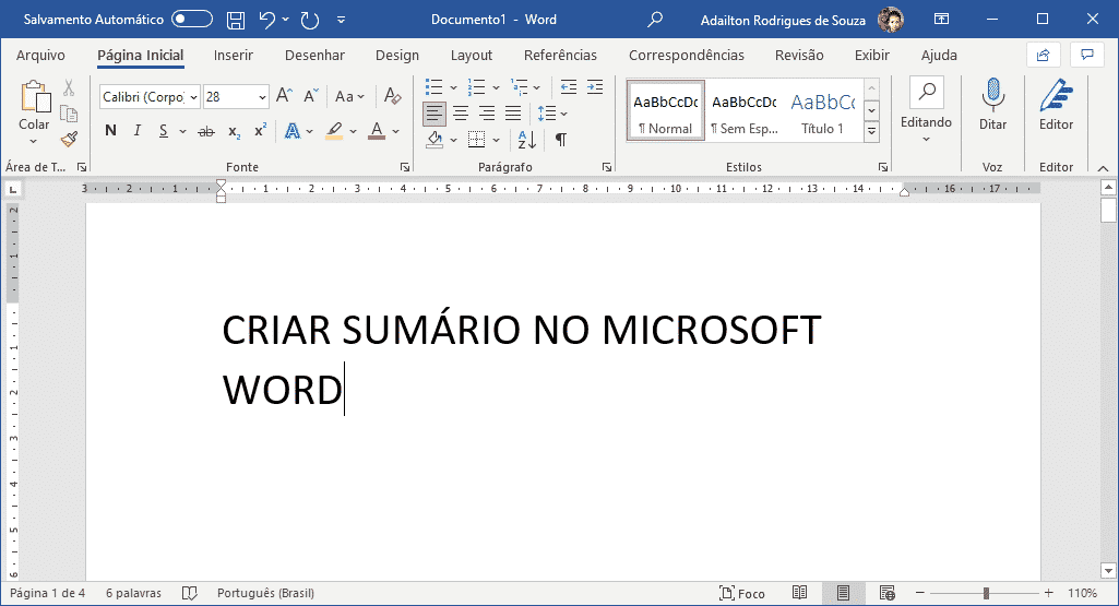 Criar sumário no Word