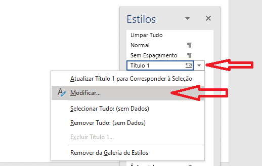 Criar sumário no Word - Editar estilos