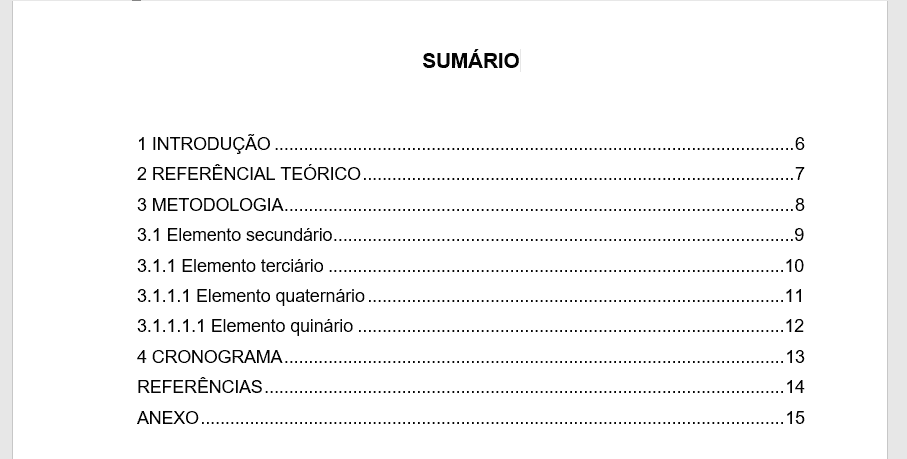 Criar sumário no Word - Sumário