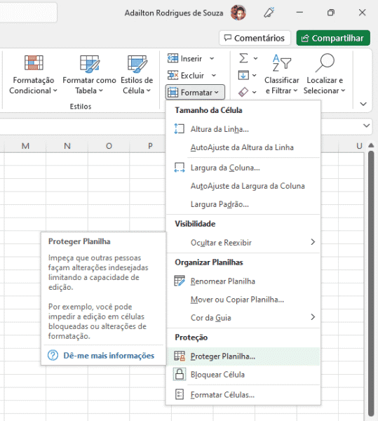 Proteger planilha do Excel com senha - Ada Souza Soft