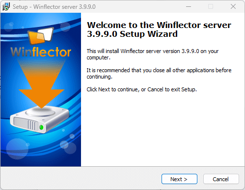 Instalação do Winflector tela Welcome